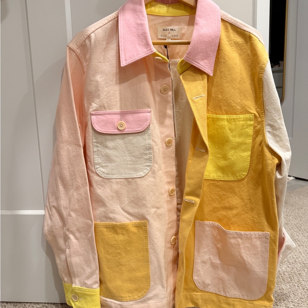 NWT Alex Mill x Quiet Town Canvas Jacket with Pink and Yellow Accents in M/L